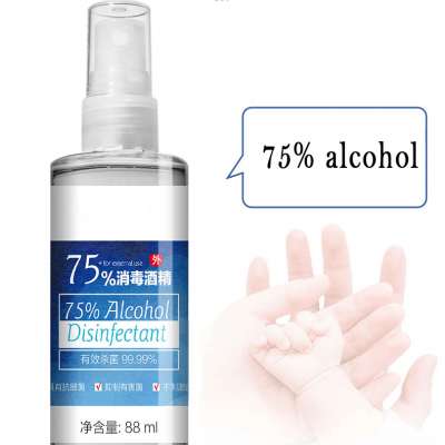 75% Ethanol alcohol wipe hand sanitizer 88ml disinfectant 99.9% portable medical alcohol spray for sale