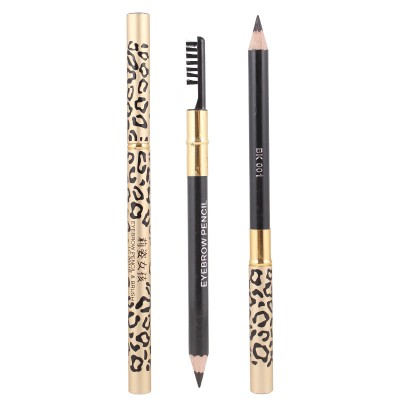 wholesale Leopard print eyebrow pencil with eyebrow brush, waterproof and sweat proof eyebrow pencil for beginners